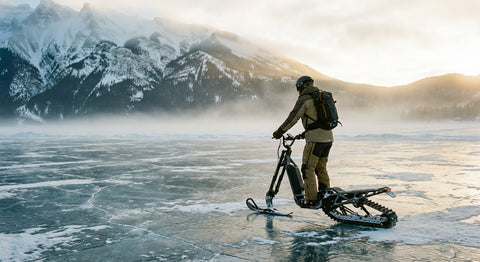 VelociTech 2000W 3-in-1 Electric Snow Scooter - lifestyle action photography