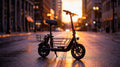 VelociTech Electric Scooter with Pet Basket - lifestyle product photography
