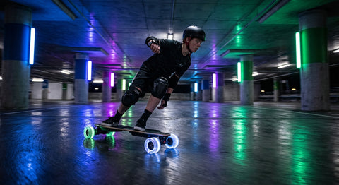 VelociTech V6 Electric Skateboard Sport Edition - lifestyle action photography