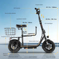 VelociTech 819W Family Electric Scooter with Seat - close-up