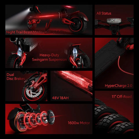 VelociTech 1600W Electric Scooter 32MPH - alternate view