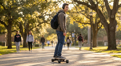 VelociTech 1200W Brushless Electric Longboard 38" - lifestyle action photography