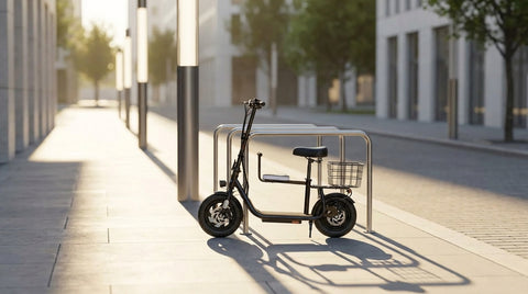 VelociTech 819W Family Electric Scooter with Seat - lifestyle product photography